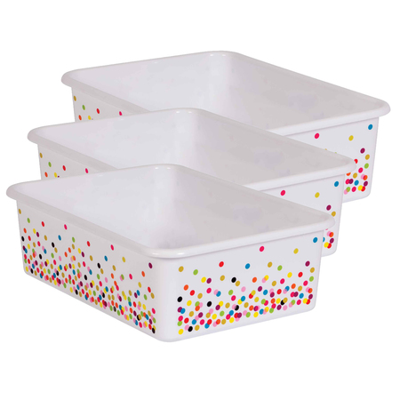 TEACHER CREATED RESOURCES Storage Bin, Plastic, White/Multi, 3 PK TCR20895